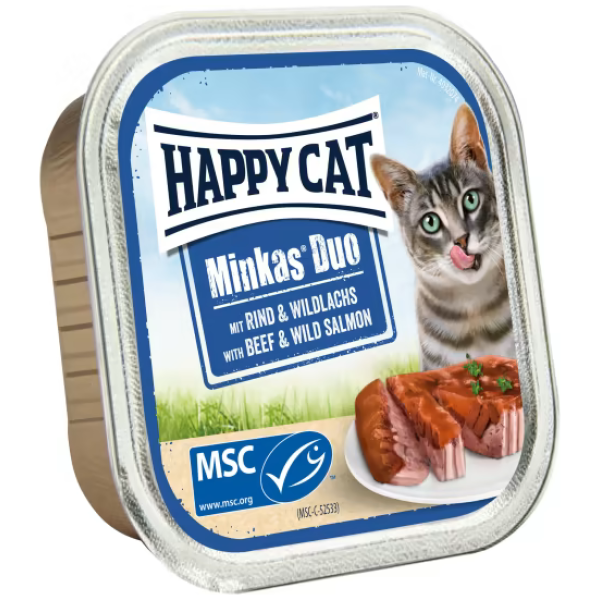 Happy Cat Minkas Duo Menu Kjøtt & Vildlaks 100gr