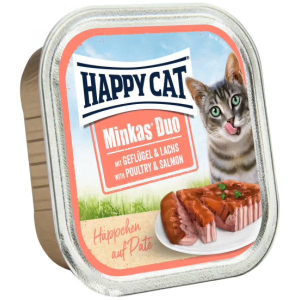 Happy Cat Minkas Duo Menu Fugl & Laks 100g