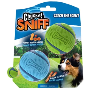 Chuckit! Sniff Fetch Ball Bacon & Peanut Butter 2pk