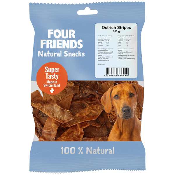 FourFriends Natural Snacks Ostrich Stripes 150gr