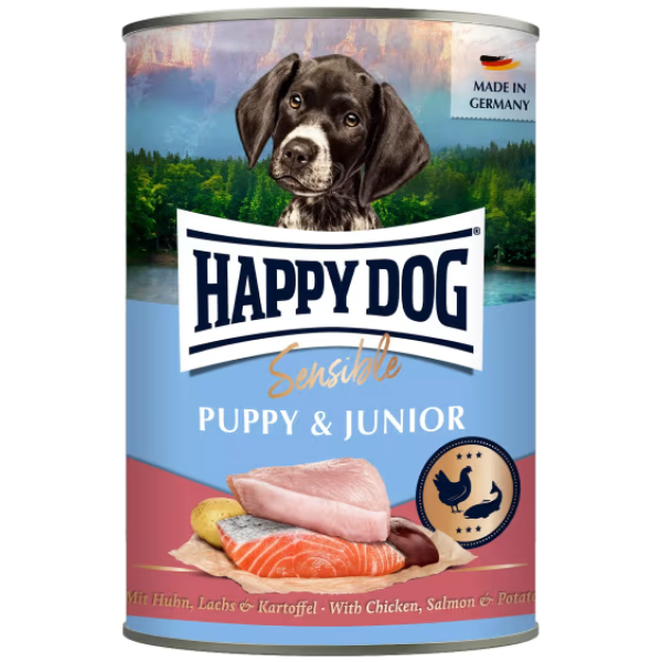 Happy Dog Boksemat Sensible Puppy & Junior M/Laks 400g