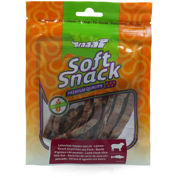 Braaaf Soft Snack Steak Slice Lamb & Fish 12cm 85gr