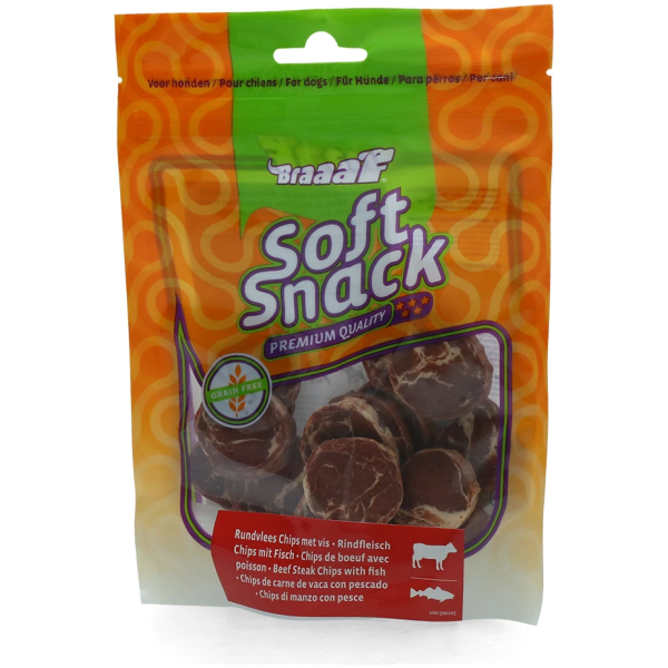 Braaaf Soft Snack Steak Chips Beef & Fish 12cm 85gr