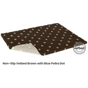 VetBed Nonslip Brun M/Blå Polkadots 100x75cm
