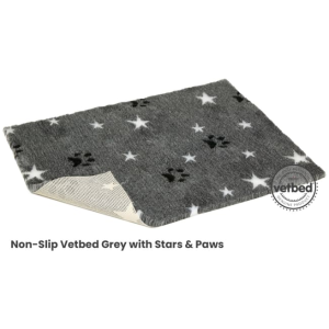VetBed Nonslip Grå Stars and Paws 100x75cm