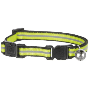 Kattehalsbånd Nylon M/Refleks og 2 Hurtiglåser Gul