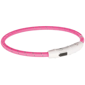 Lysende Halsbånd Rosa M/USB Lader