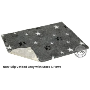 VetBed Nonslip Grå Stars and Paws 100x75cm