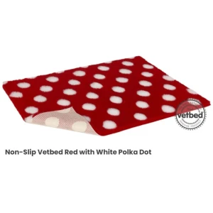VetBed Nonslip Rød M/Hvite Polkadots 100x75cm