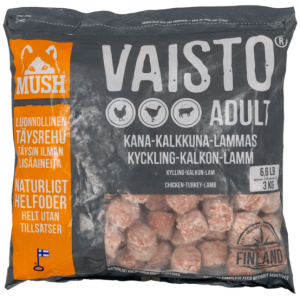 MUSH Vaisto Grå Kalkun, Kylling og Lam 3kg Kjøttboller